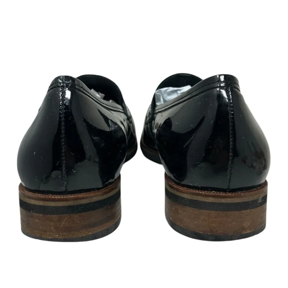 Mephisto Black Patent Leather Tassel Luxe Euro Preppy Loafers Comfort Womens 10‎
